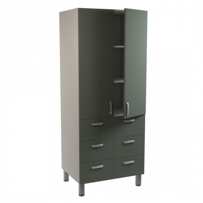 Медицинский шкаф комбинированный двухстворчатый, М-ШК-80-6я (УЛДСП, 800*450*2000)