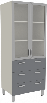 Шкаф медицинский комбинированный с 6-ю выдвижными ящиками М-ШВ-6я (УДСП, 800*450*2000)