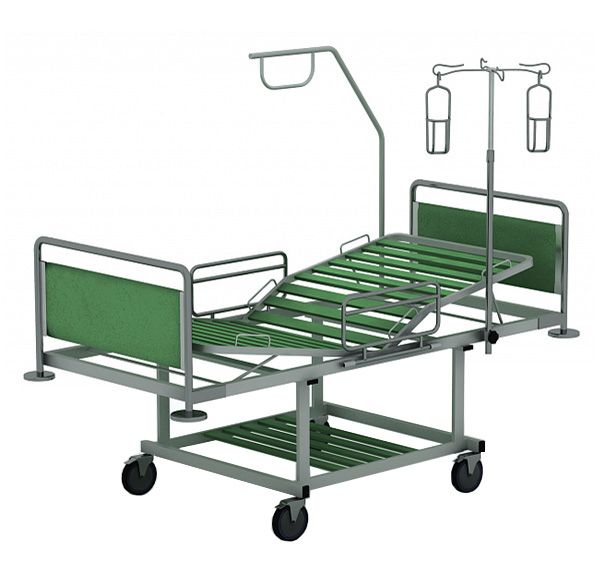 Медицинская кровать 3-х секционная больничная с матрацем и боковыми ограждениями в комплекте