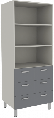 Шкаф-стеллаж медицинский с 6-ю выдвижными ящиками, М-ШЯ-80 (УДСП, 800*450*2000)