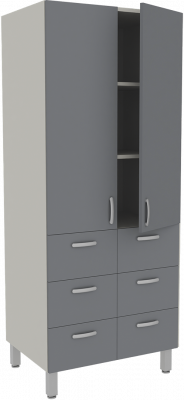 Шкаф медицинский комбинированный двустворчатый М-ШК-80-6я (УДСП, 800*450*2000)
