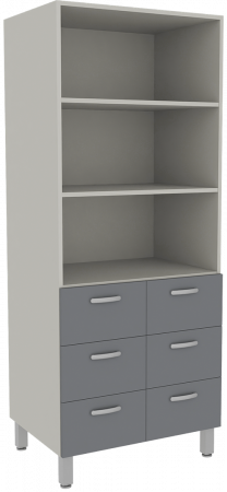 Шкаф-стеллаж медицинский с 6-ю выдвижными ящиками, М-ШЯ-80 (УДСП, 800*580*2000)