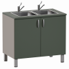 Тумба медицинская двухстворчатая с двойной мойкой, М-ТМ/2-100 (УЛДСП, 2 смесителя локтевых)