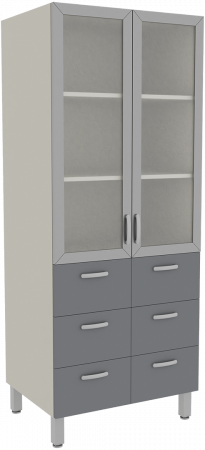 Шкаф медицинский комбинированный с 6-ю выдвижными ящиками М-ШВ-6я (УДСП, 800*580*2000)